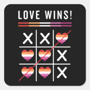 Tic Tac Toe Love Wins LGBTQ Lesbian Pride Vierkante Sticker