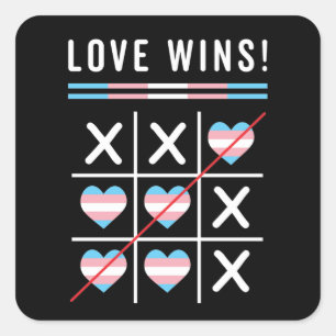 Tic Tac Toe Love wint LGBTQ Transgender Pride Vierkante Sticker