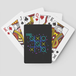 Tic Tac Toe Neon Retro Winnaar Gloeiende Gamer Arc Pokerkaarten