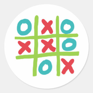 Tic-tac-toe Noughts and Crosses Ronde Sticker