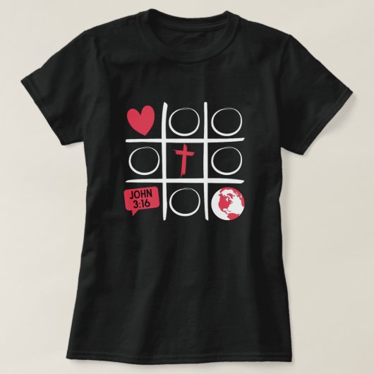 Tic Tac Toe T-Shirt à police blanche (Design devant)