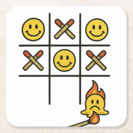 Tic Tac Toe Vierkante Kartonnen Onderzetter