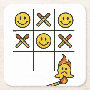 Tic Tac Toe Vierkante Kartonnen Onderzetter