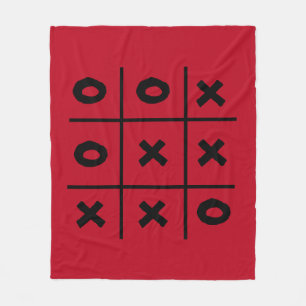 Tic Tac Toe XO Game Holiday Red Fleece Blanket Deken
