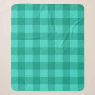 Tichelblauw en turquoise Gingham ruitjesontwerp  Sherpa Deken