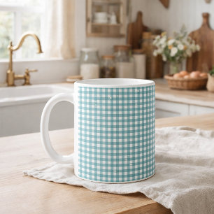 Tichelblauw en wit geruit plaid patroon Cottagecor Koffiemok