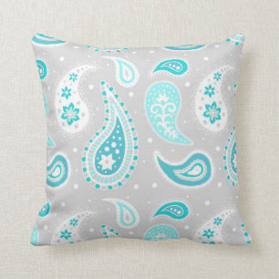 Tichelgrijze paisley patroon decoratieve kussen