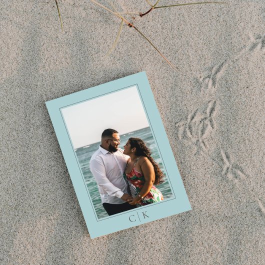 Tichelkleurige Zeester Monogram Foto Save The Date