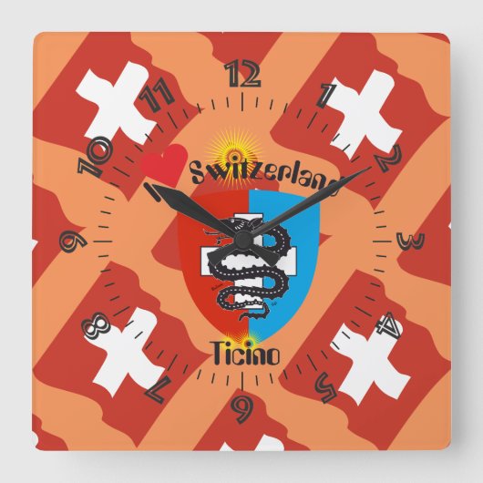 Ticino Schweiz Suisse Svizzera Svizra Uhr Vierkante Klok (Voorkant)