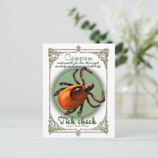 Tick Check Coupon, taille de carte postale (Debout devant)