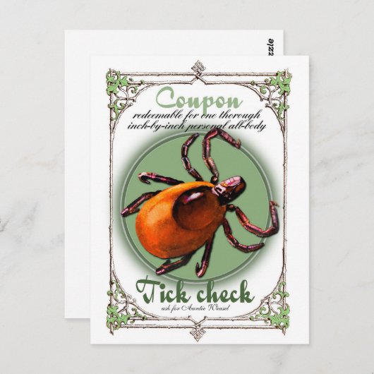 Tick Check Coupon, taille de carte postale (Devant / Derrière)