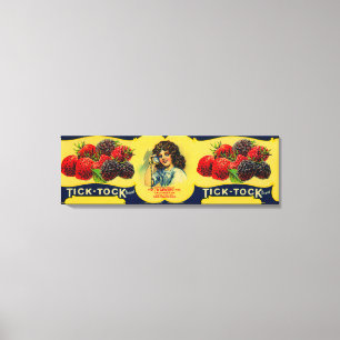Tick Tock Berry Label Canvas Afdruk