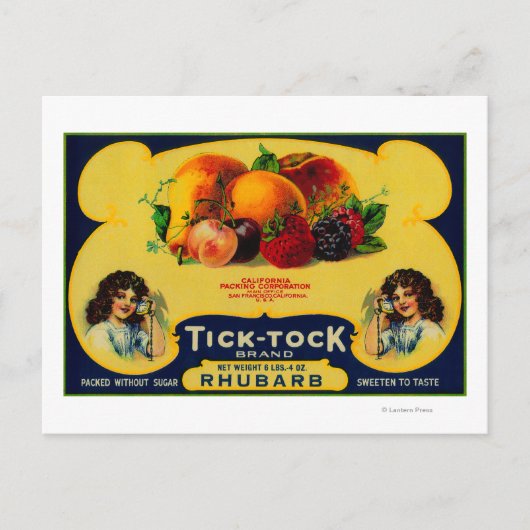 Tick Tock Rhubarb Label Briefkaart (Voorkant)