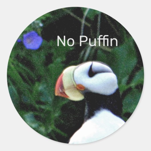 ticker met puffin "No Puffin" Ronde Sticker (Voorkant)