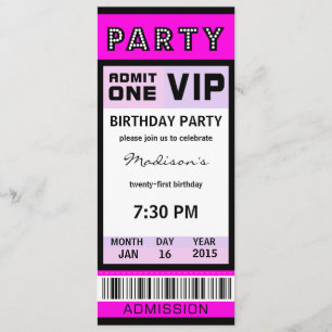 Ticket 21st Birthday Party Invitations Kaart