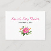 Ticket Baby shower de couches de fleurs roses chau (Dos)