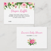 Ticket Baby shower de couches de fleurs roses chau (Devant / Derrière)