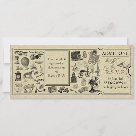  Ticket Baby shower Uitnodiging (Achterkant)