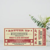 Ticket Baseball Aanwezige Aanwezigheid Kaart (Staand voorkant)