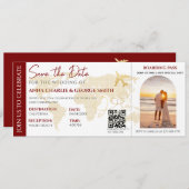 Ticket Bewaar de datum met Foto bruiloft Kaart (Voorkant / Achterkant)