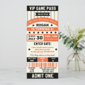 Ticket Birthday Party van het zwarte en Oranje spo Kaart (Staand voorkant)