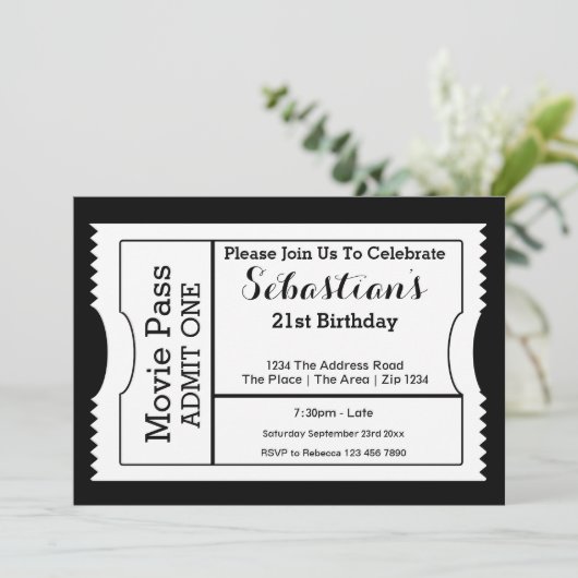 Ticket Black en White voor nieuwigheidspartij Kaart (Staand voorkant)