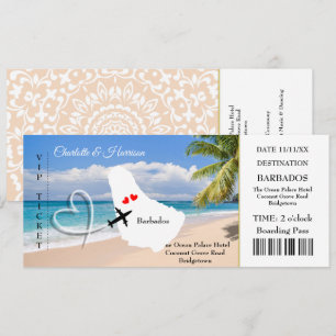 Ticket Boarding Pass Trouwbestemming Barbados Kaart