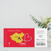 Ticket Boarding Pass Trouwbestemming China Kaart (Staand voorkant)