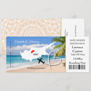 Ticket Boarding Pass Trouwbestemming Cyprus Kaart
