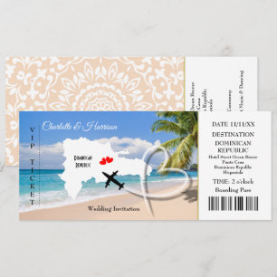 Ticket Boarding Pass Trouwbestemming Dominicaanse Kaart