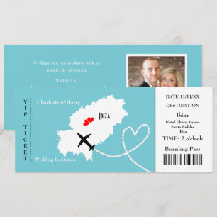 Ticket Boarding Pass Trouwbestemming Ibiza Kaart