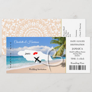 Ticket Boarding Pass trouwbestemming Jamaica Kaart