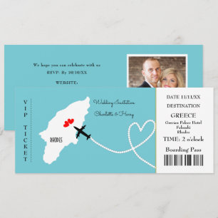 Ticket Boarding Pass Trouwbestemming Rhodos Kaart
