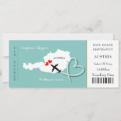 Ticket Boarding Pass Wedding Destination Austria Kaart (Voorkant)