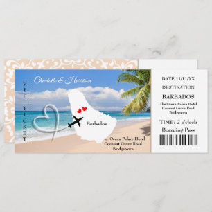 Ticket Boarding Pass Wedding Destination Barbados Kaart