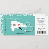 Ticket Boarding Pass Wedding Destination Dominican Kaart (Voorkant / Achterkant)