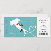 Ticket Boarding Pass Wedding Destination Italy Kaart (Voorkant)