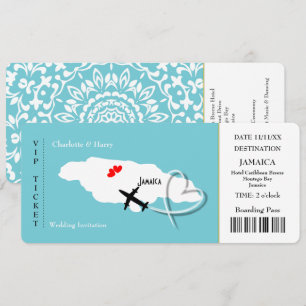 Ticket Boarding Pass Wedding Destination Jamaica I Kaart