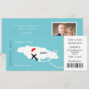 Ticket boarding Pass Wedding Destination Jamaica Kaart