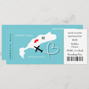 Ticket boarding Pass Wedding Destination Kos Kaart