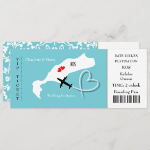 Ticket boarding Pass Wedding Destination Kos Kaart
