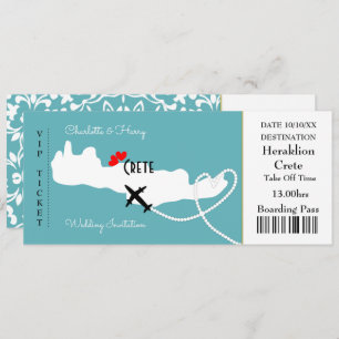 Ticket Boarding Pass Wedding Destination Kreta Kaart
