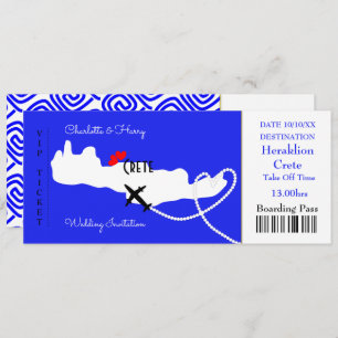 Ticket Boarding Pass Wedding Destination Kreta Kaart