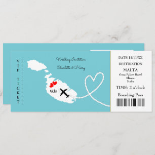 Ticket Boarding Pass Wedding Destination Malta Kaart