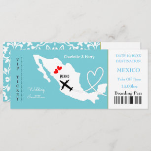 Ticket Boarding Pass Wedding Destination Mexico Kaart