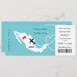 Ticket Boarding Pass Wedding Destination Mexico Kaart