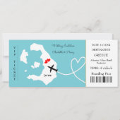 Ticket Boarding Pass Wedding Destination Santorini Kaart (Voorkant)