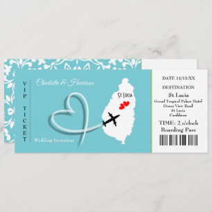 Ticket Boarding Pass Wedding Destination St Lucia Kaart