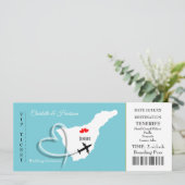 Ticket Boarding Pass Wedding Destination Tenerife Kaart (Staand voorkant)