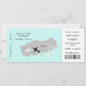 Ticket Boarding Pass Wedding Destination Turkey Kaart (Voorkant)
